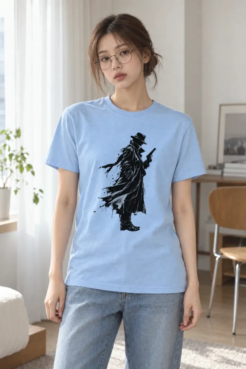 "Noir Spy Silhouette" Heavyweight Unisex Crewneck T-shirt