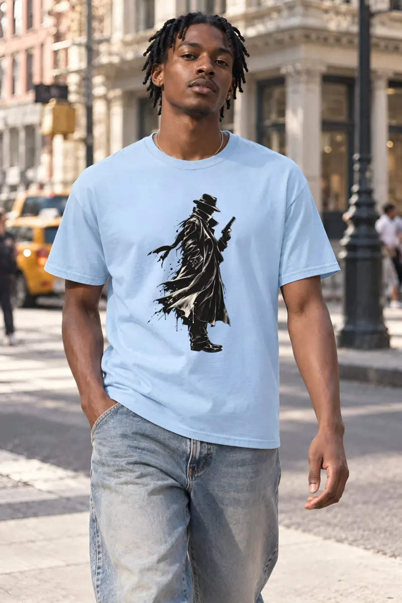 "Noir Spy Silhouette" Heavyweight Unisex Crewneck T-shirt