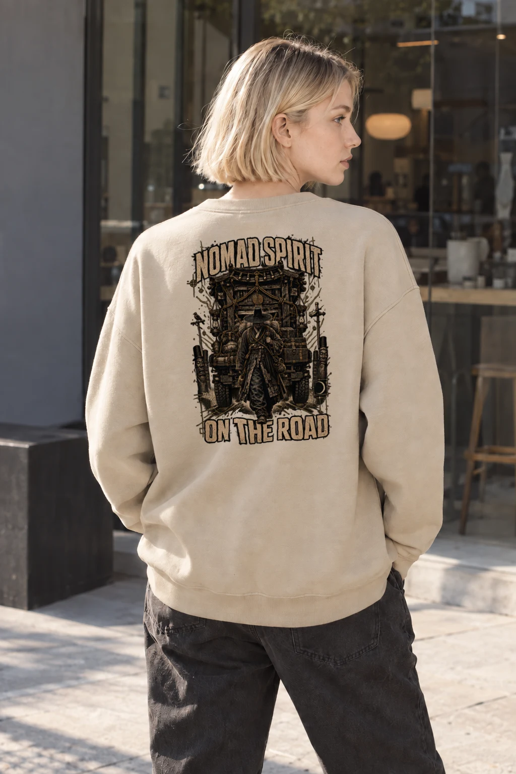 "Nomad Spirit On The Road" Heavy Blend Unisex Crewneck Sweatshirt | Gildan 18000