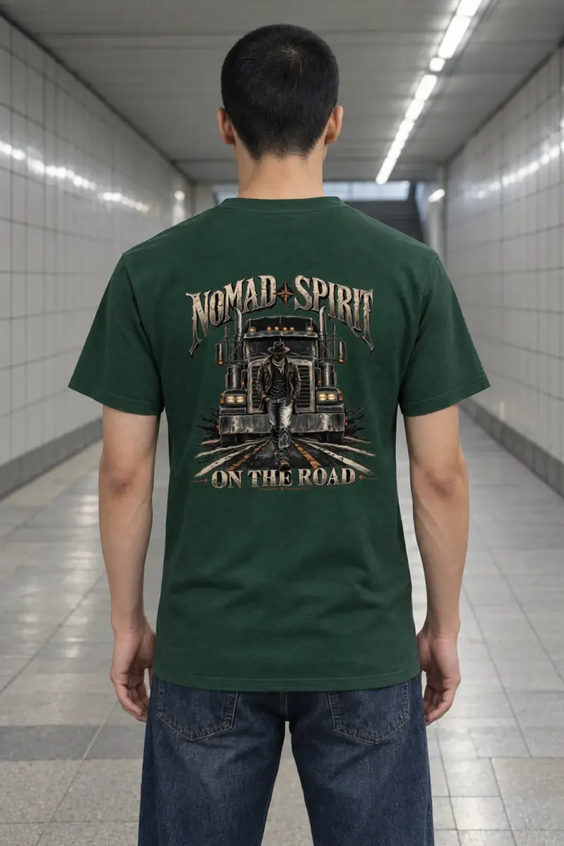 "Nomad Spirit On The Road" Heavyweight Unisex Crewneck T-shirt | Gildan 5000