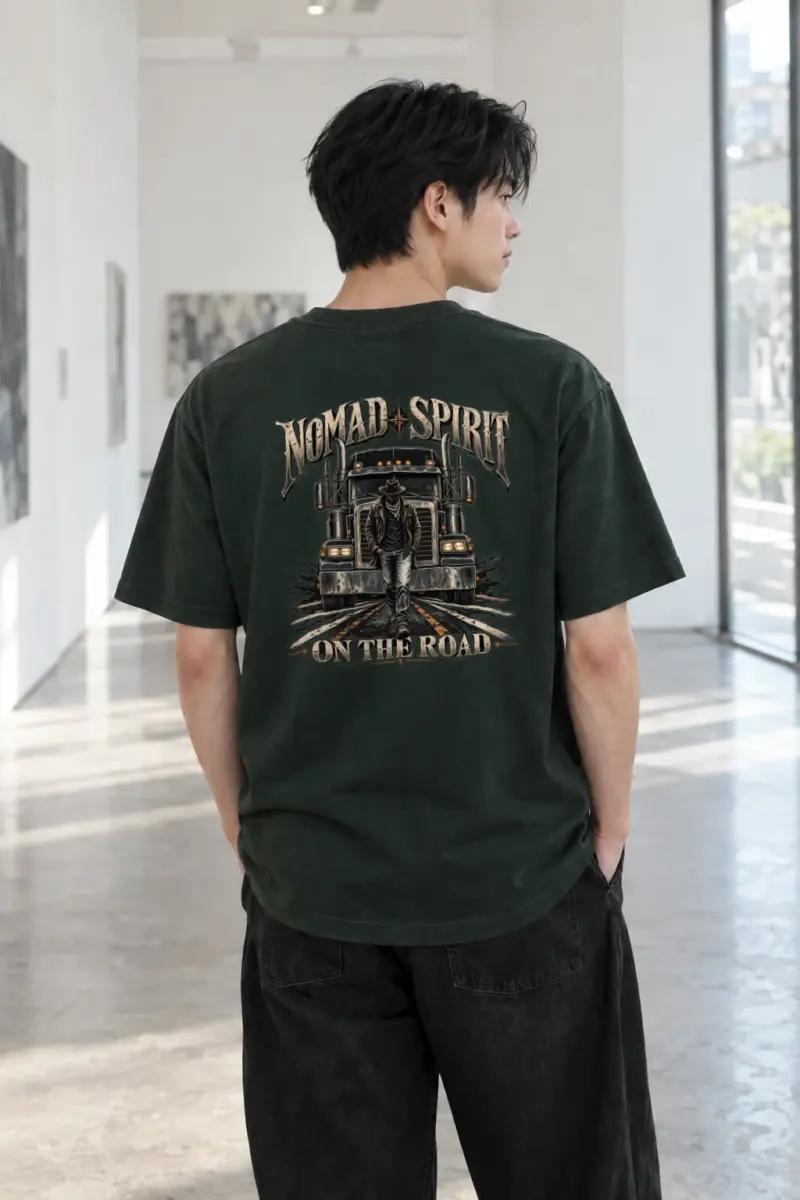 "Nomad Spirit On The Road" Heavyweight Unisex Crewneck T-shirt | Gildan 5000