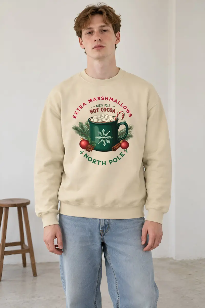 "North Pole Hot Cocoa" Heavy Blend Unisex Crewneck Sweatshirt