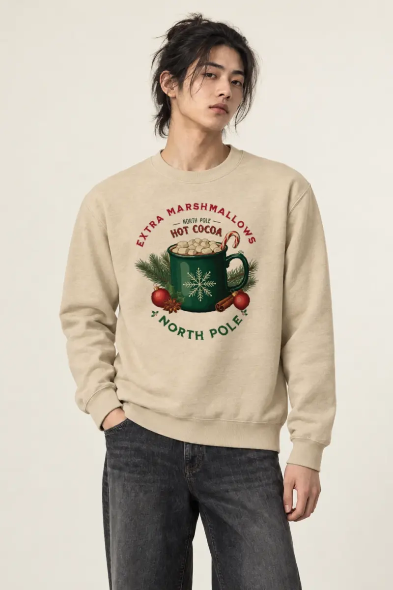 "North Pole Hot Cocoa" Heavy Blend Unisex Crewneck Sweatshirt