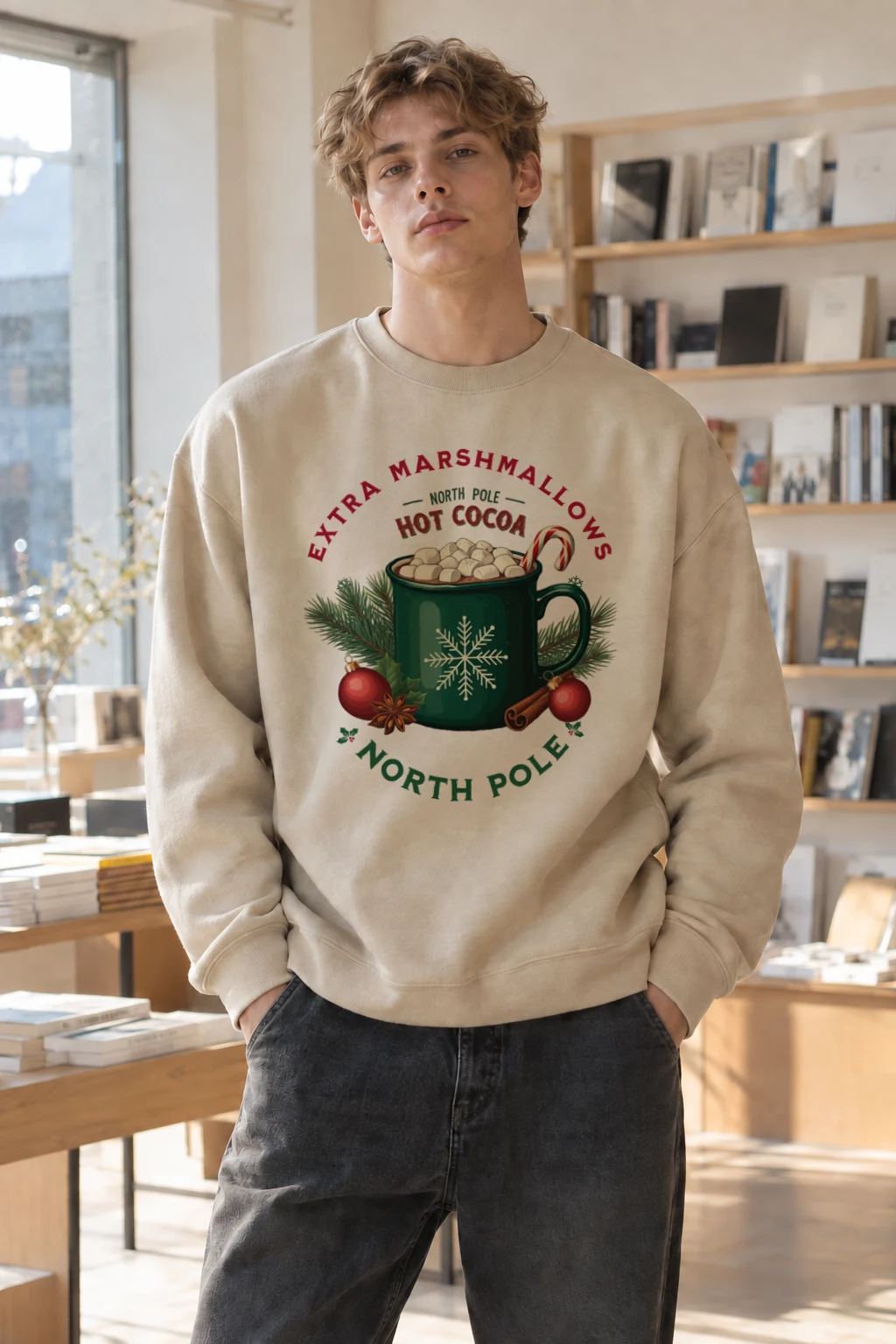 "North Pole Hot Cocoa" Heavy Blend Unisex Crewneck Sweatshirt | Gildan 18000