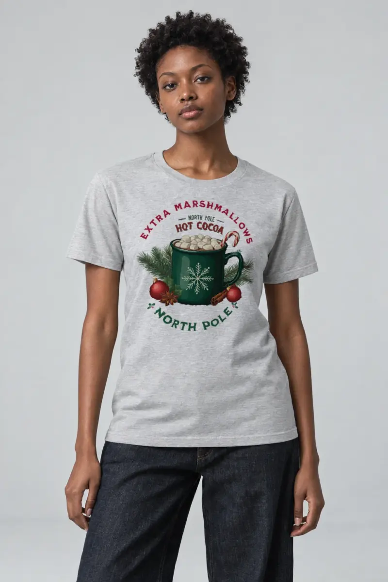"North Pole Hot Cocoa" Heavyweight Unisex Crewneck T-shirt | Gildan 5000