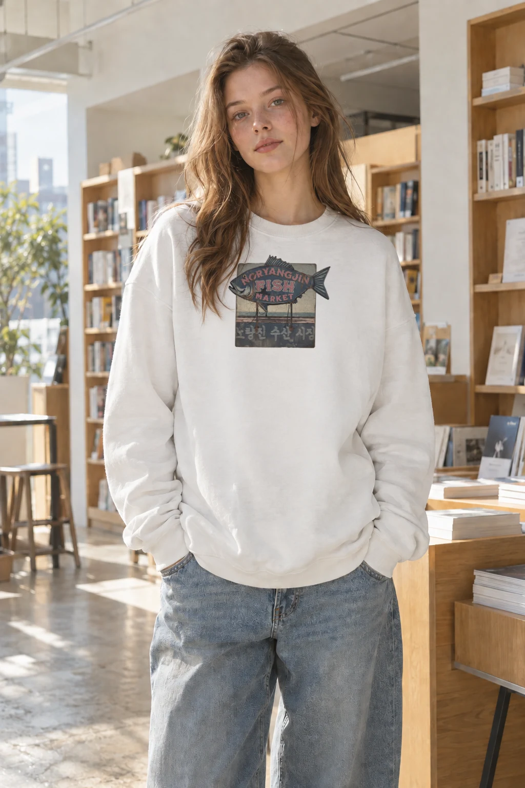 "Noryangjin Fish Market" Heavy Blend Unisex Crewneck Sweatshirt | Gildan 18000