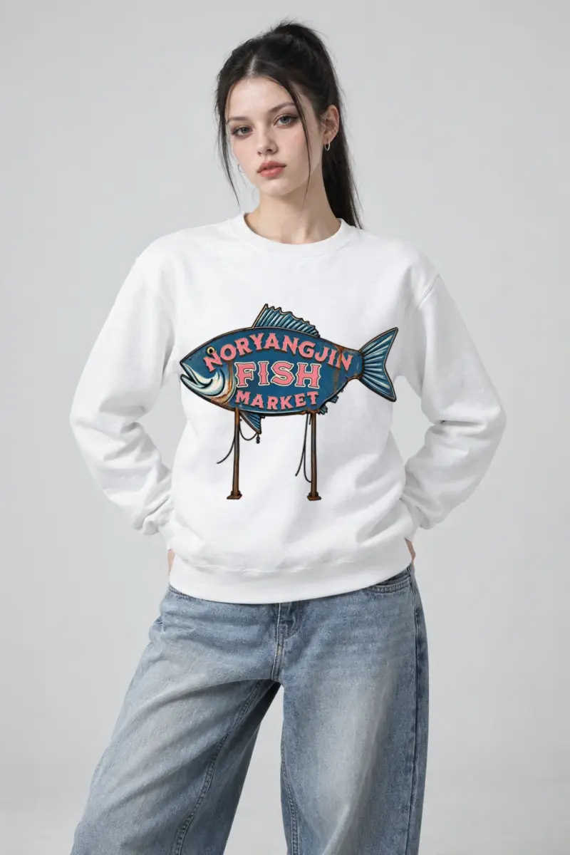 "Noryangjin Fish Market" Heavy Blend Unisex Crewneck Sweatshirt
