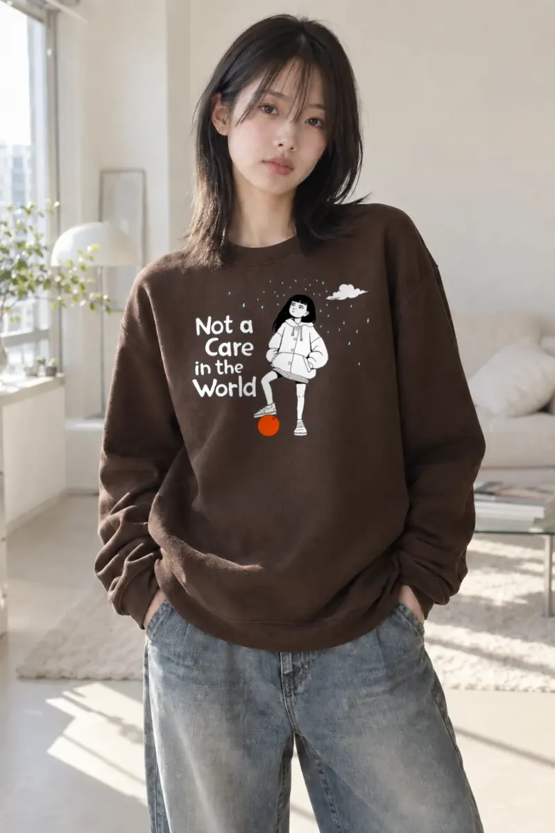 "Not a Care" Heavy Blend Unisex Crewneck Sweatshirt | Gildan 18000
