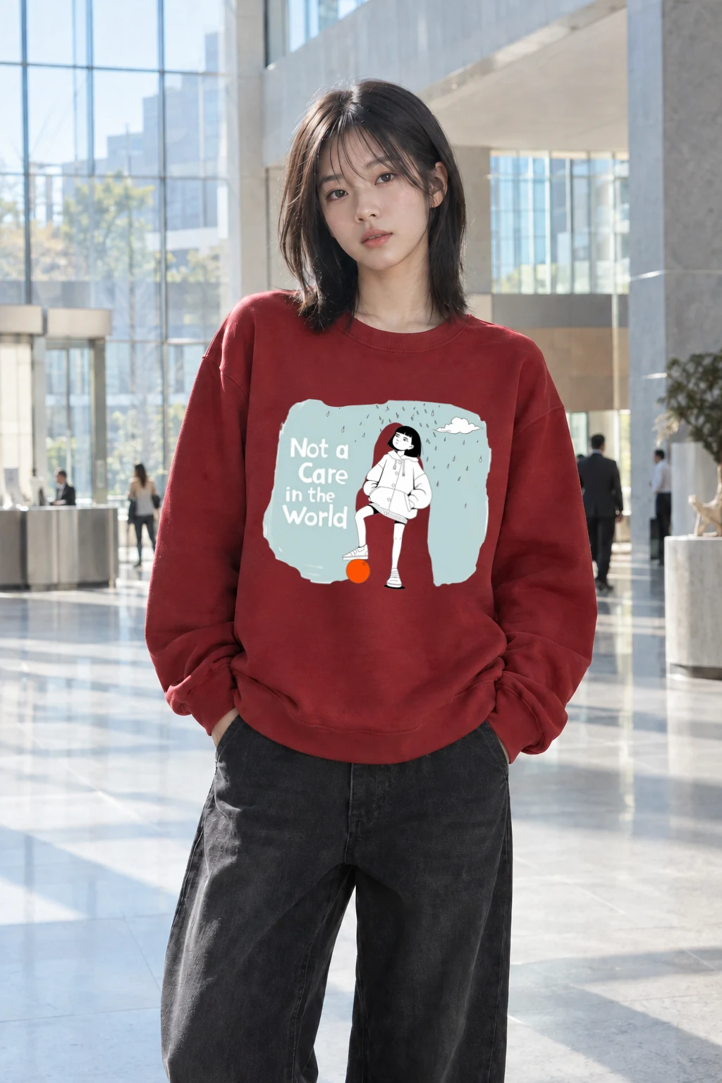 "Not a Care" Heavy Blend Unisex Crewneck Sweatshirt | Gildan 18000