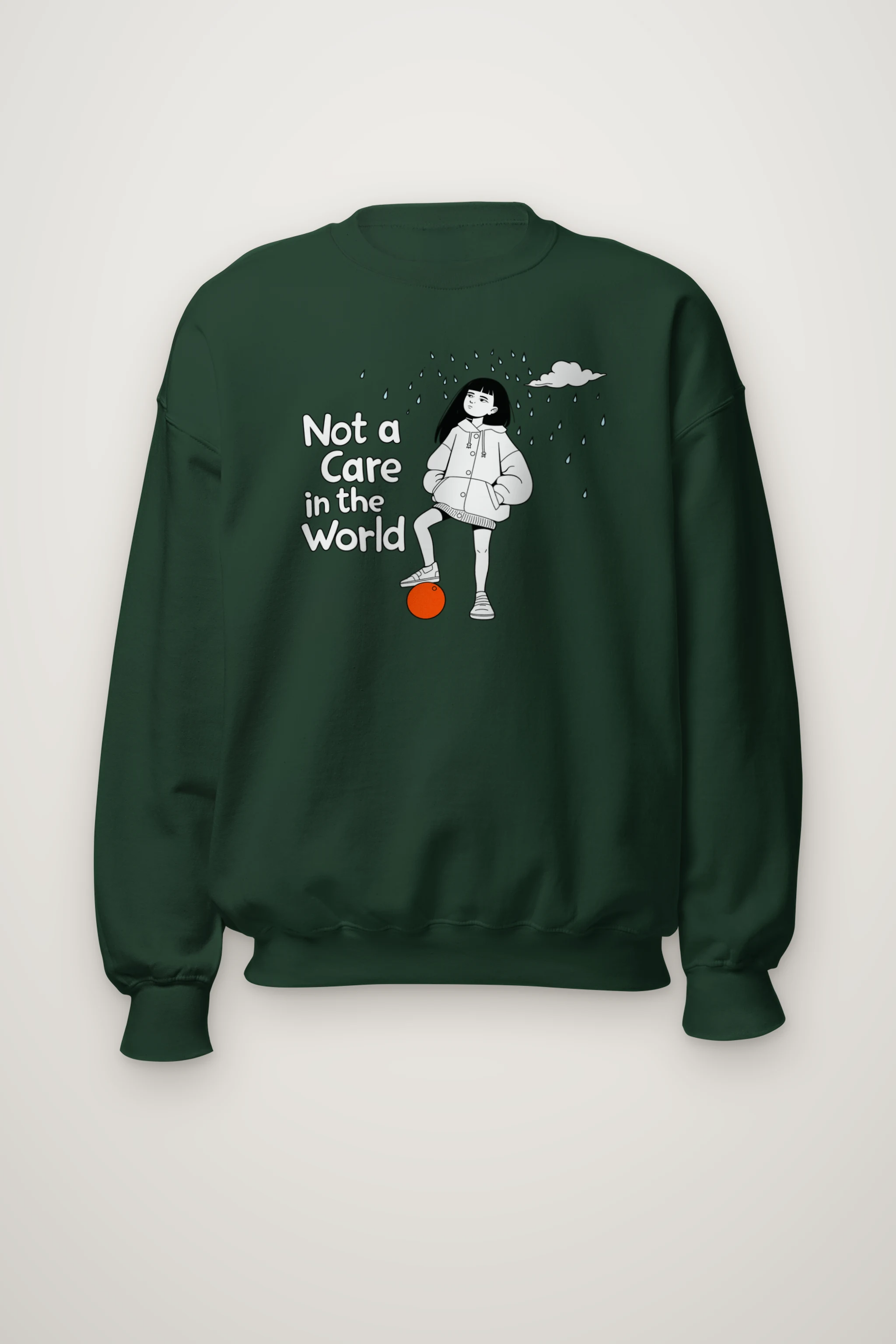 "Not a Care" Heavy Blend Unisex Crewneck Sweatshirt