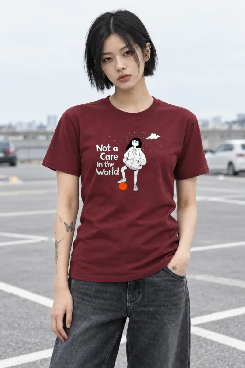 "Not a Care" Heavyweight Unisex Crewneck T-shirt