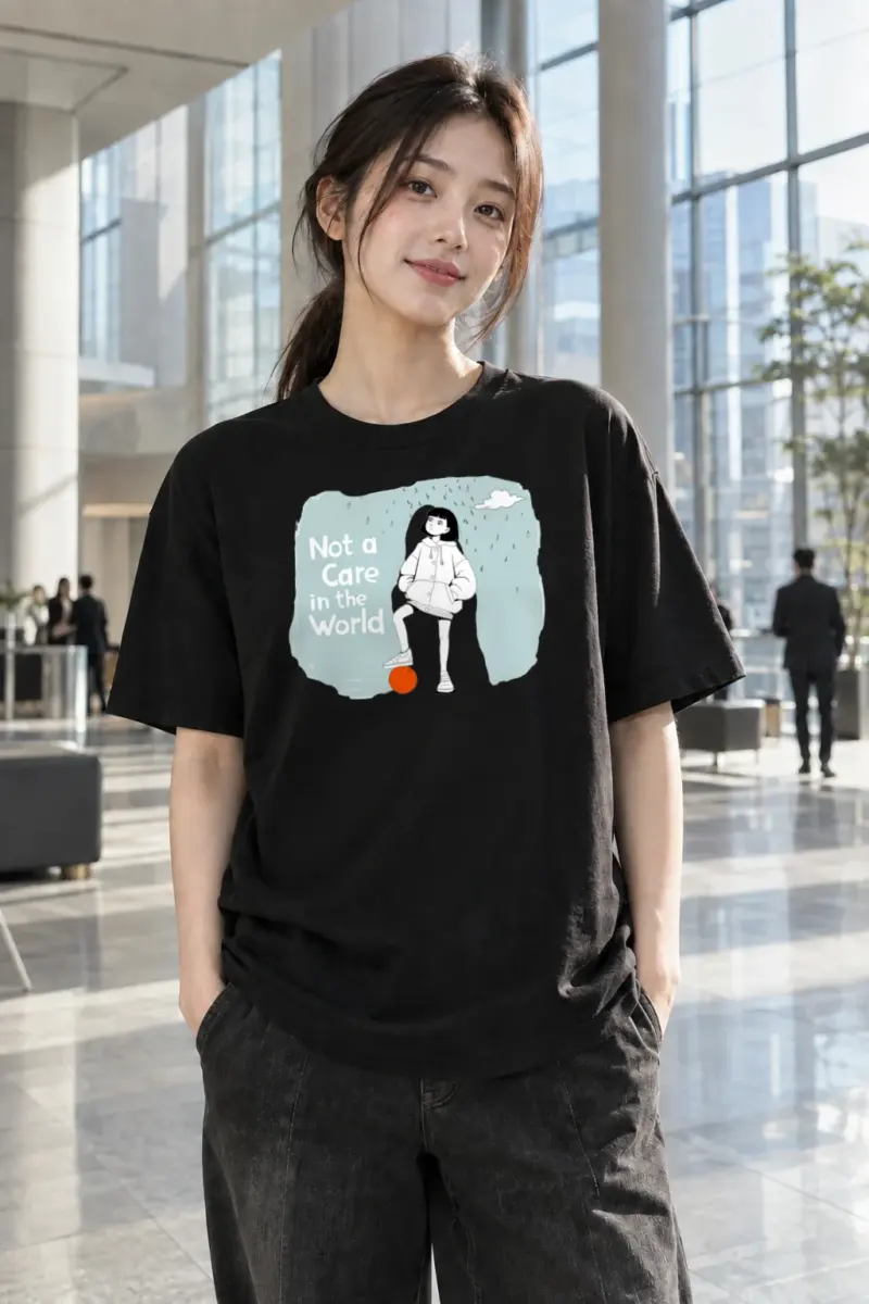 "Not a Care" Heavyweight Unisex Crewneck T-shirt | Gildan 5000