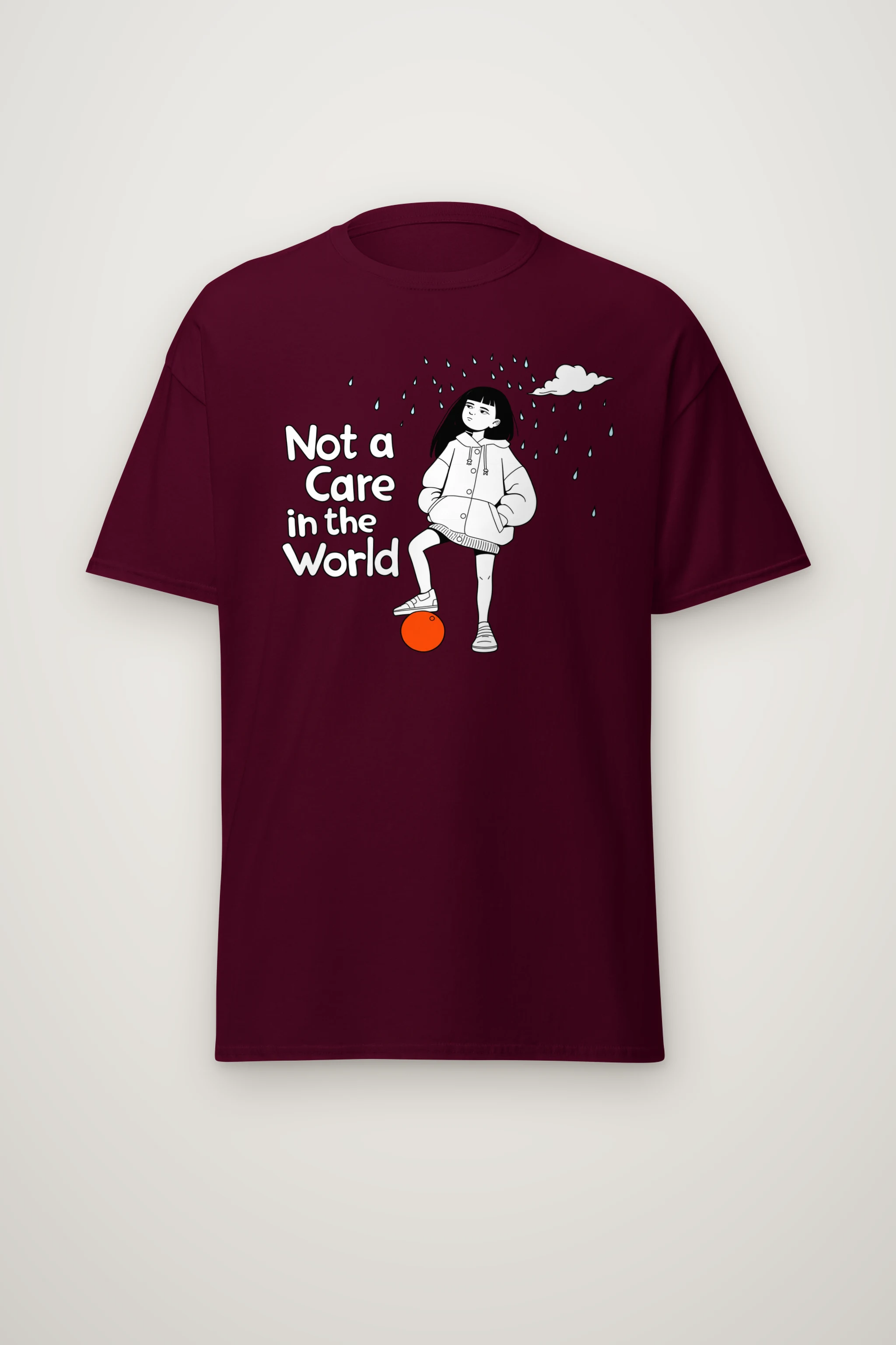 "Not a Care" Heavyweight Unisex Crewneck T-shirt