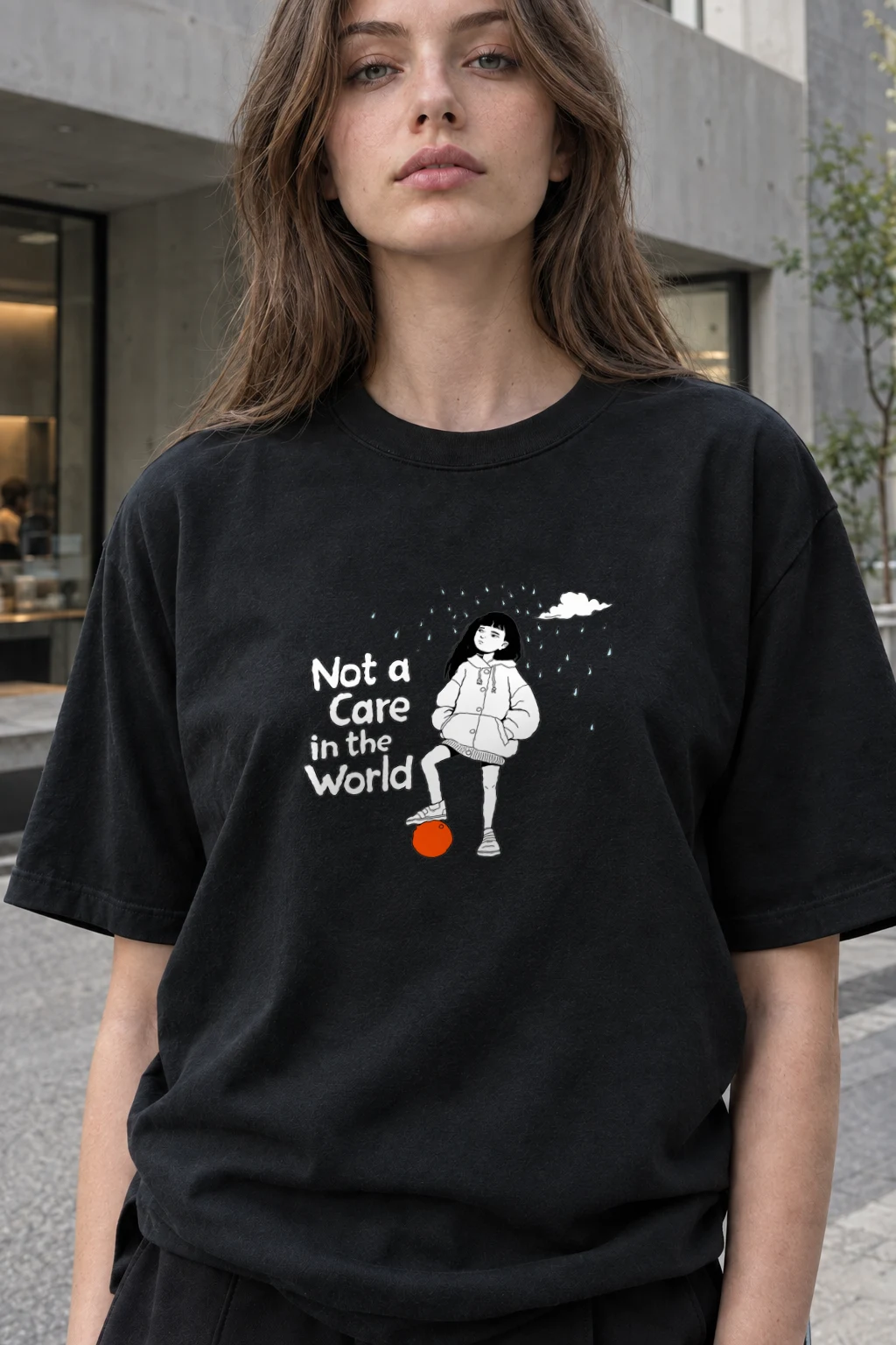 "Not a Care" Heavyweight Unisex Crewneck T-shirt | Gildan 5000