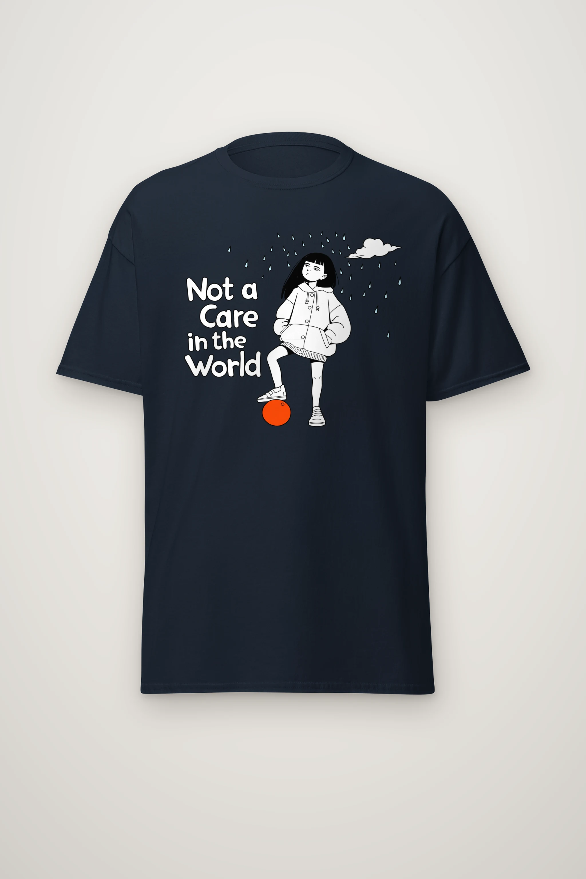 "Not a Care" Heavyweight Unisex Crewneck T-shirt