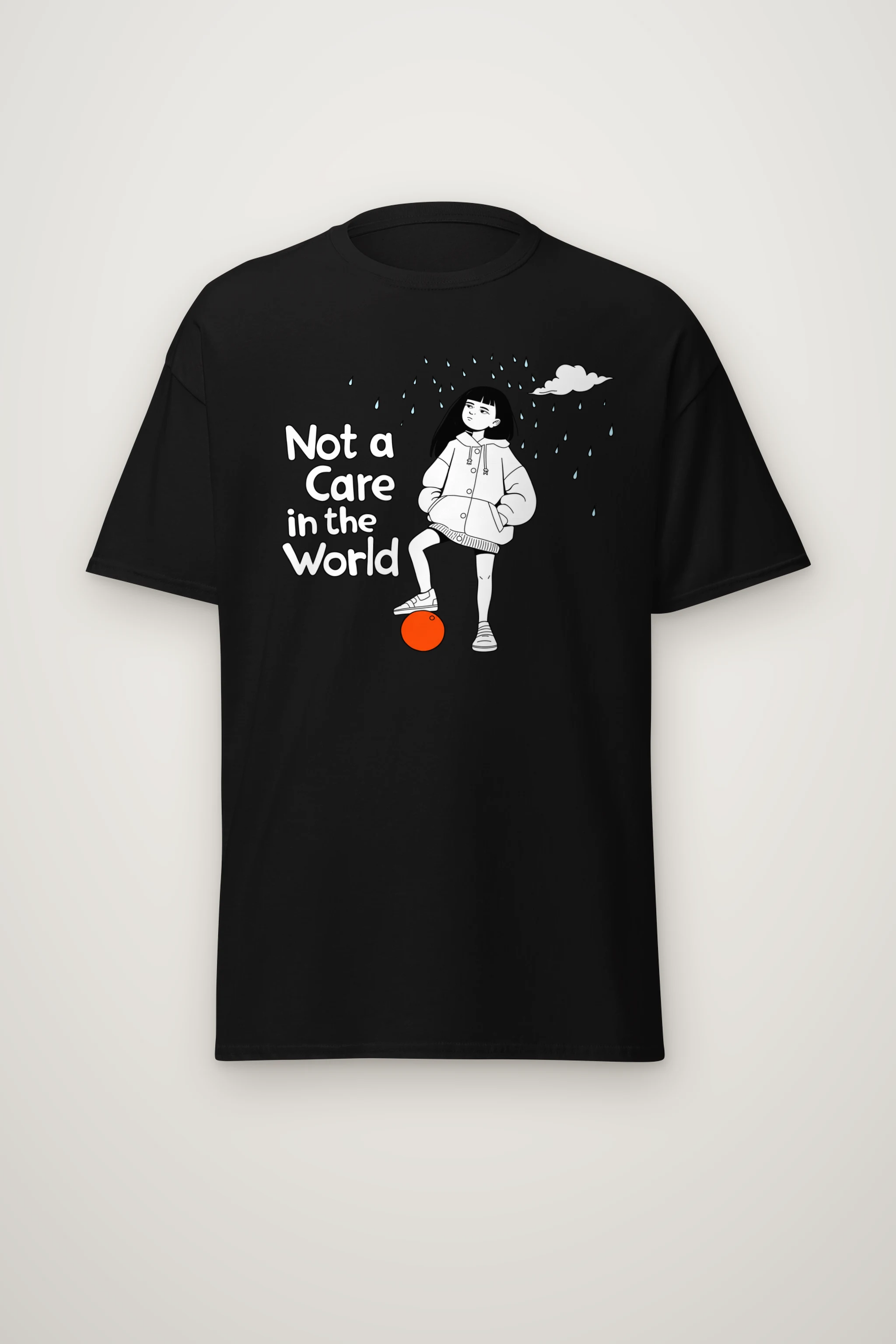 "Not a Care" Heavyweight Unisex Crewneck T-shirt