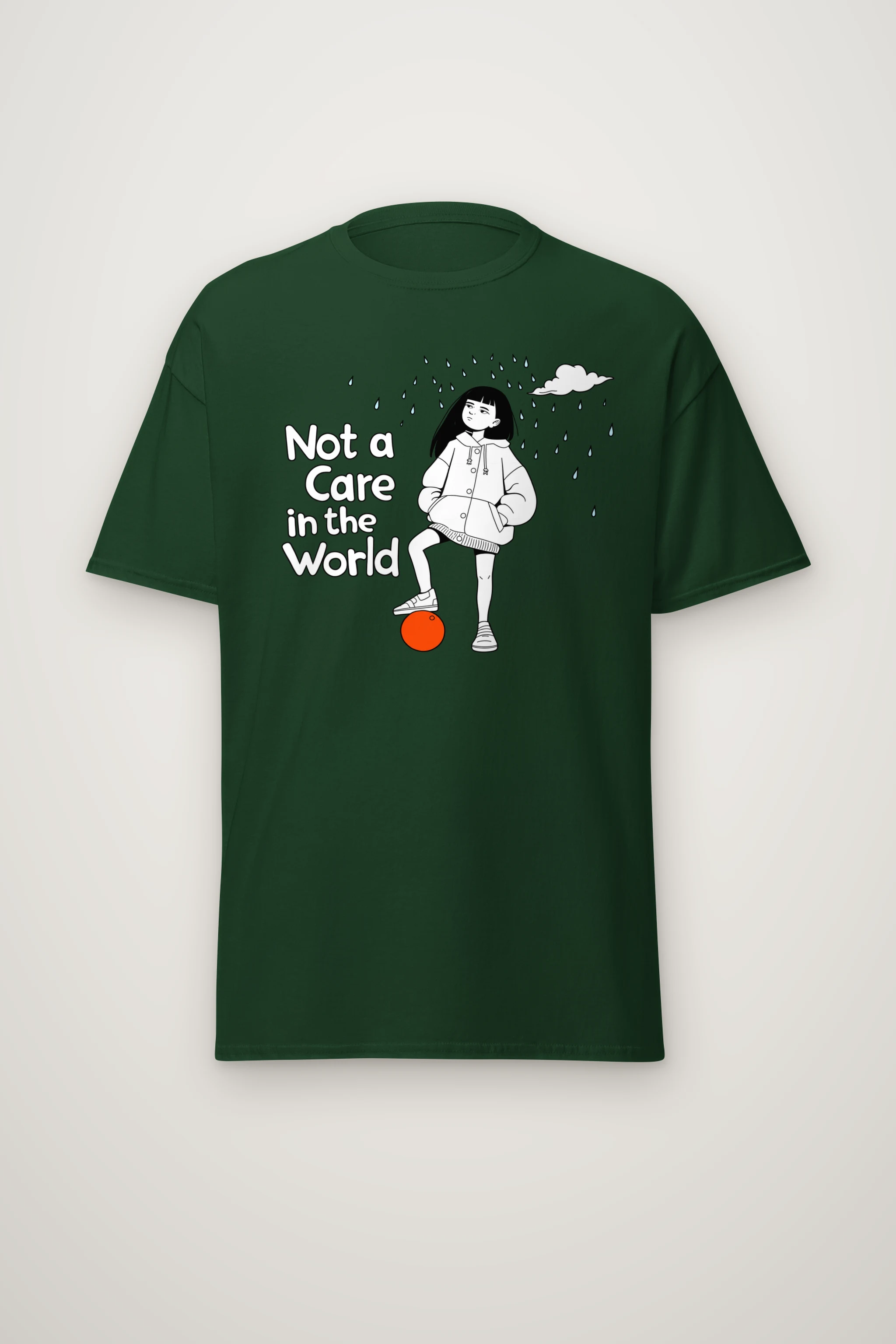 "Not a Care" Heavyweight Unisex Crewneck T-shirt