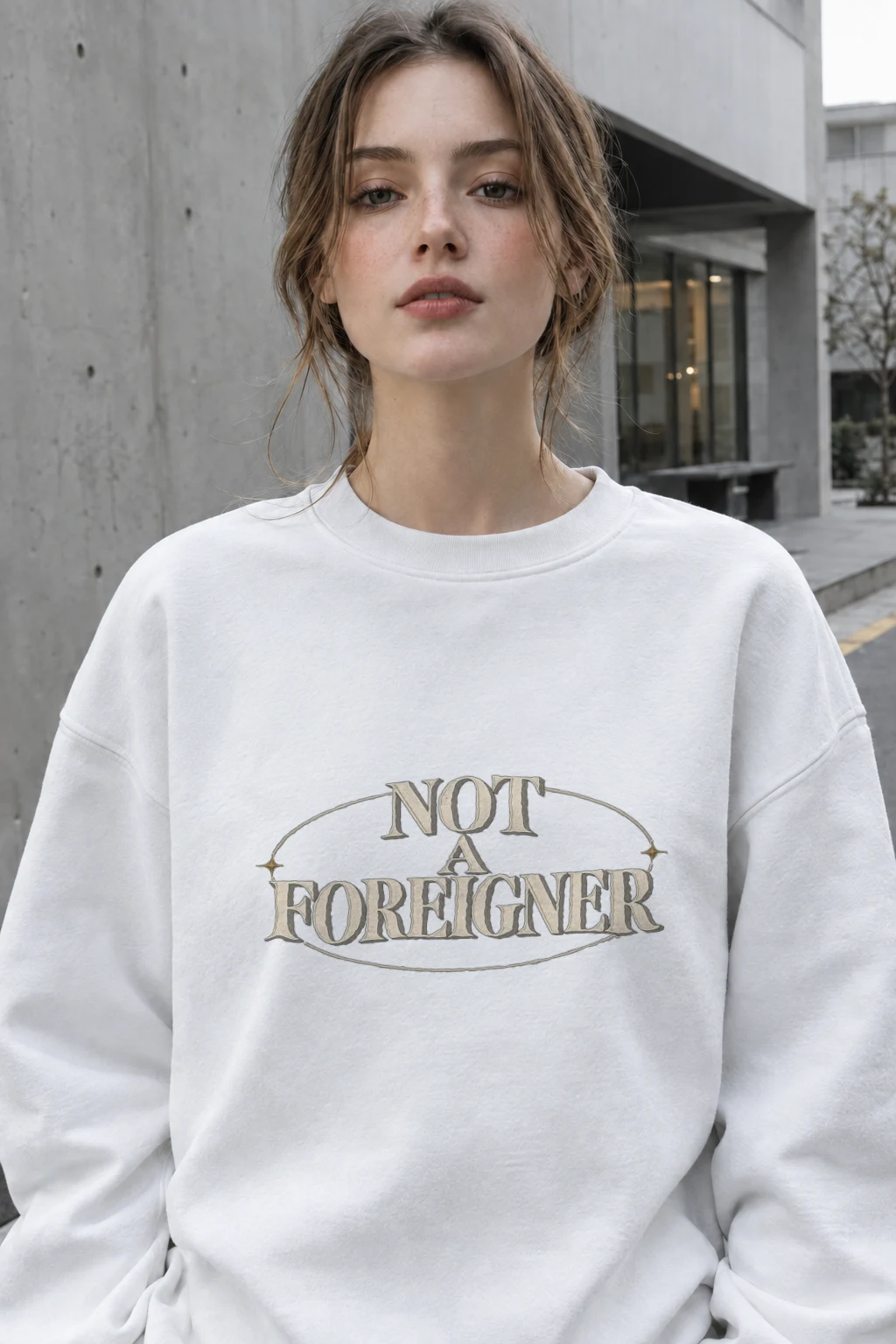 "Not A Foreigner" Heavy Blend Unisex Crewneck Sweatshirt | Gildan 18000