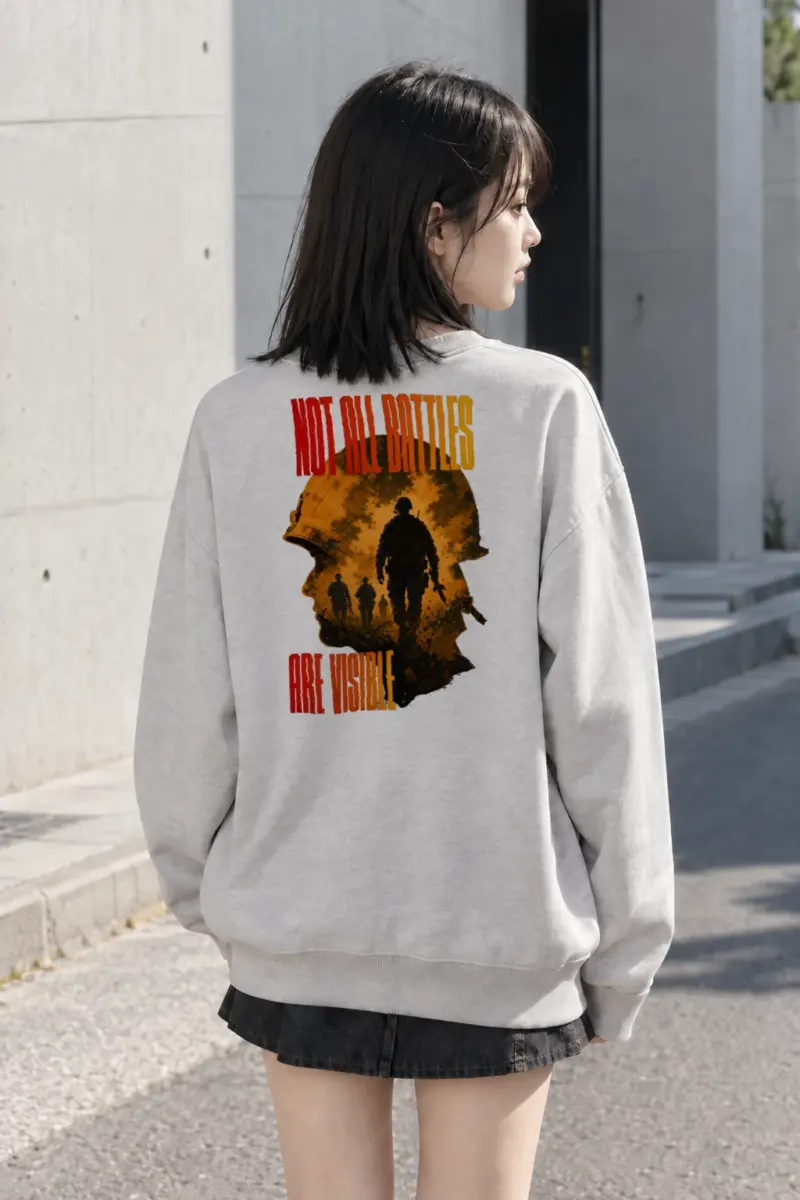 "Not All Battles Are Visible" Heavy Blend Unisex Crewneck Sweatshirt | Gildan 18000