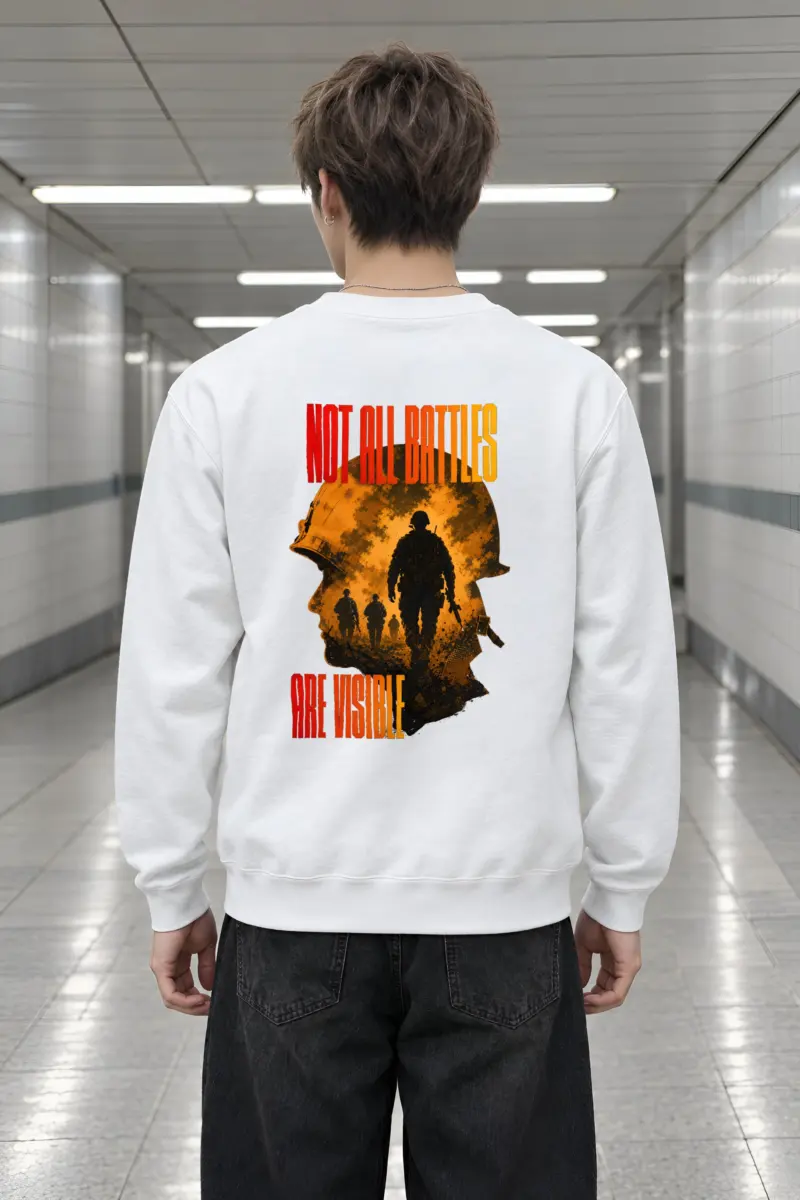 "Not All Battles Are Visible" Heavy Blend Unisex Crewneck Sweatshirt