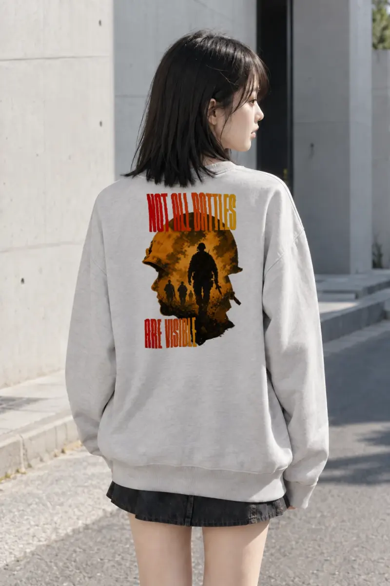 "Not All Battles Are Visible" Heavy Blend Unisex Crewneck Sweatshirt | Gildan 18000