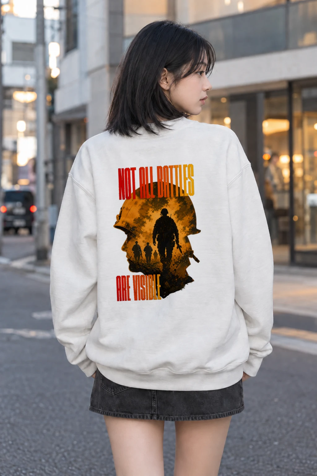 "Not All Battles Are Visible" Heavy Blend Unisex Crewneck Sweatshirt | Gildan 18000