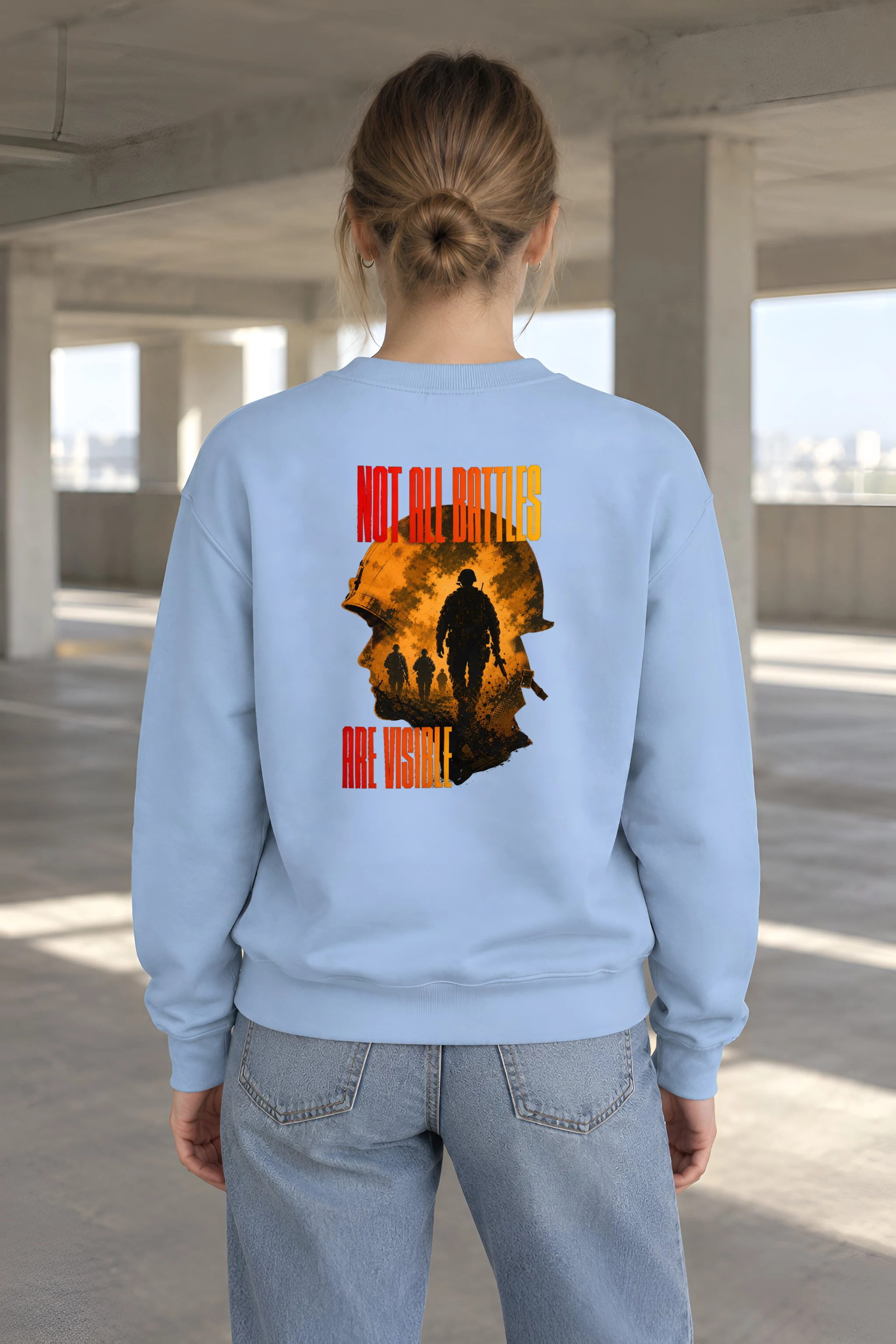 "Not All Battles Are Visible" Heavy Blend Unisex Crewneck Sweatshirt