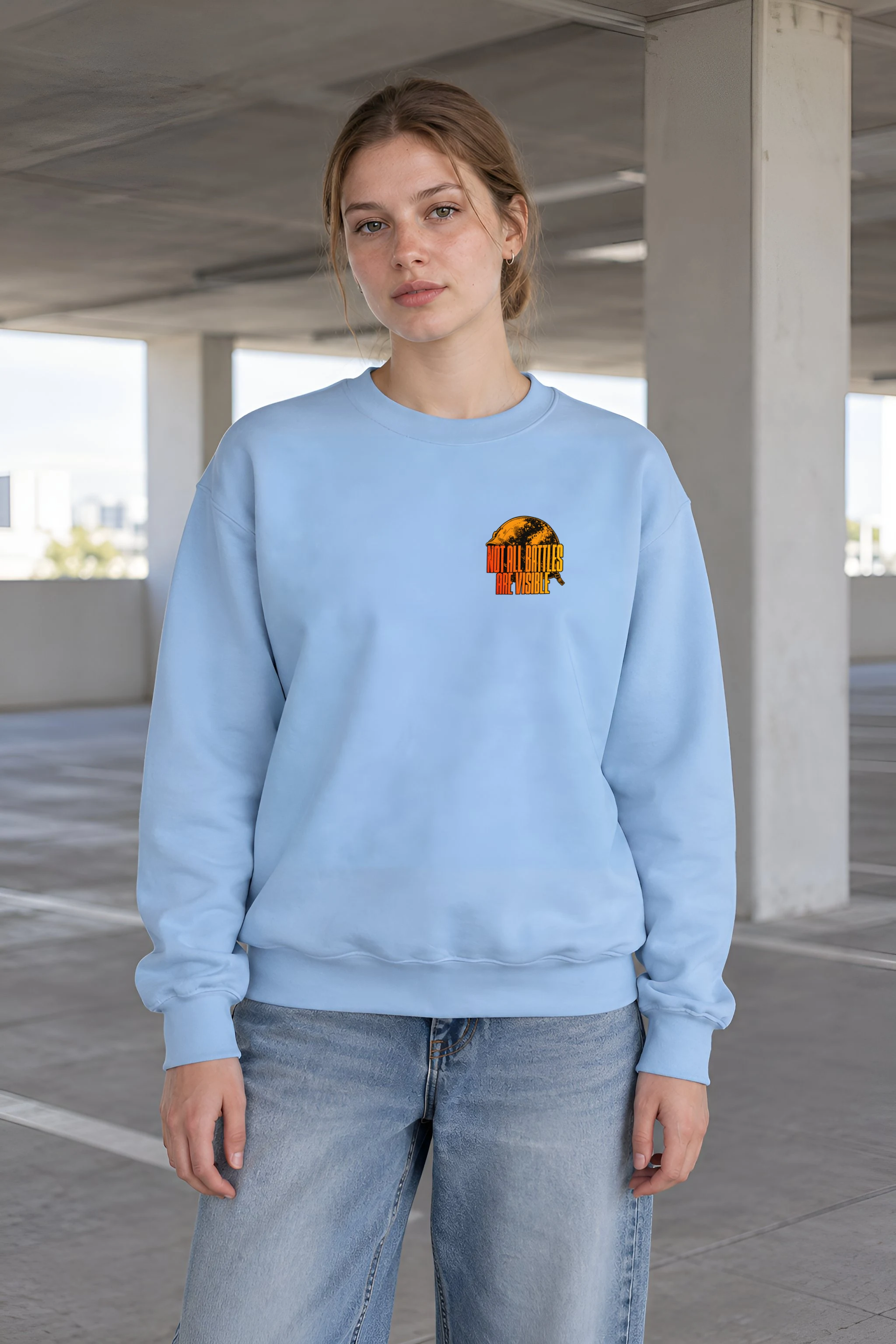 "Not All Battles Are Visible" Heavy Blend Unisex Crewneck Sweatshirt