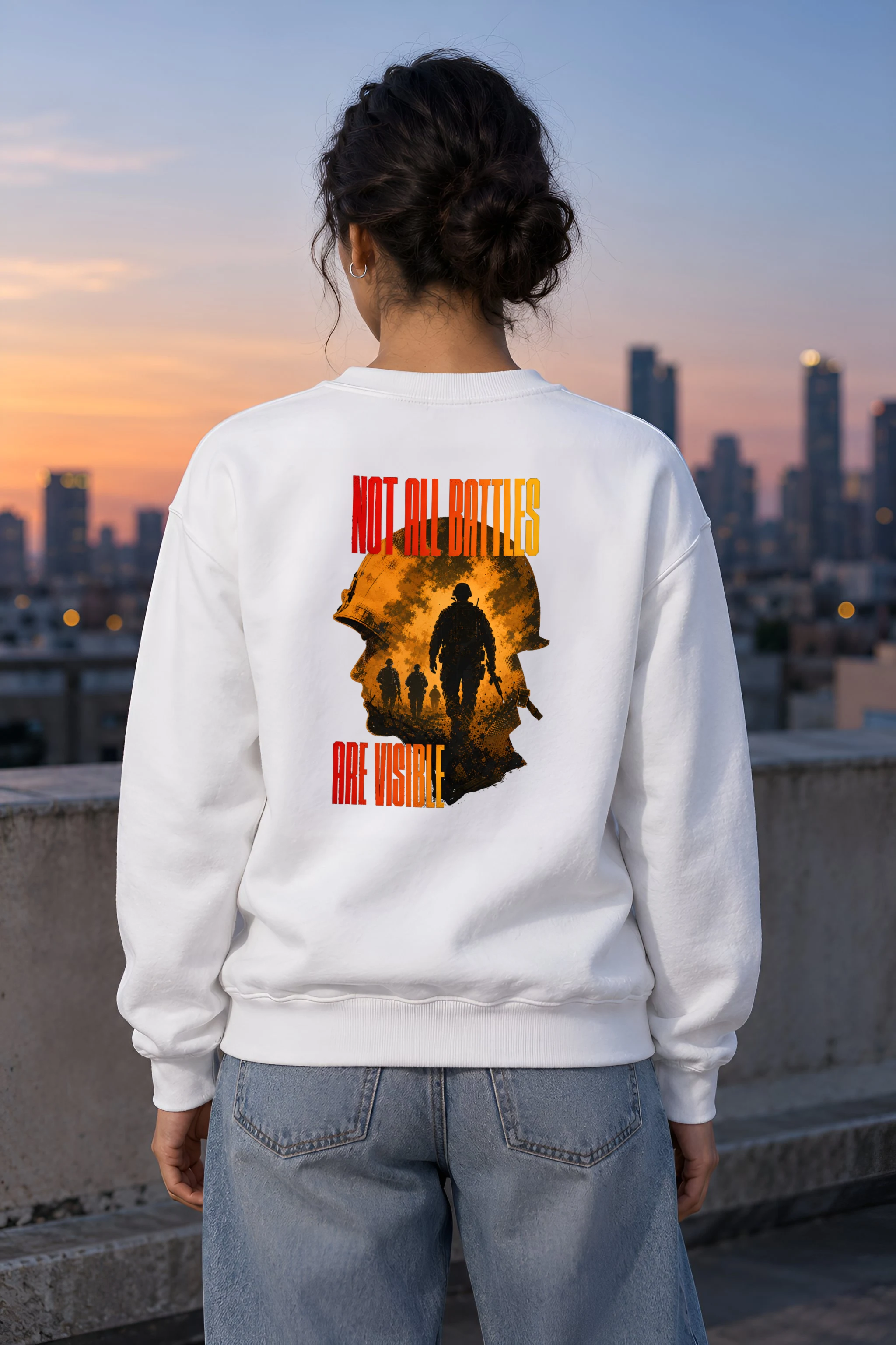 "Not All Battles Are Visible" Heavy Blend Unisex Crewneck Sweatshirt