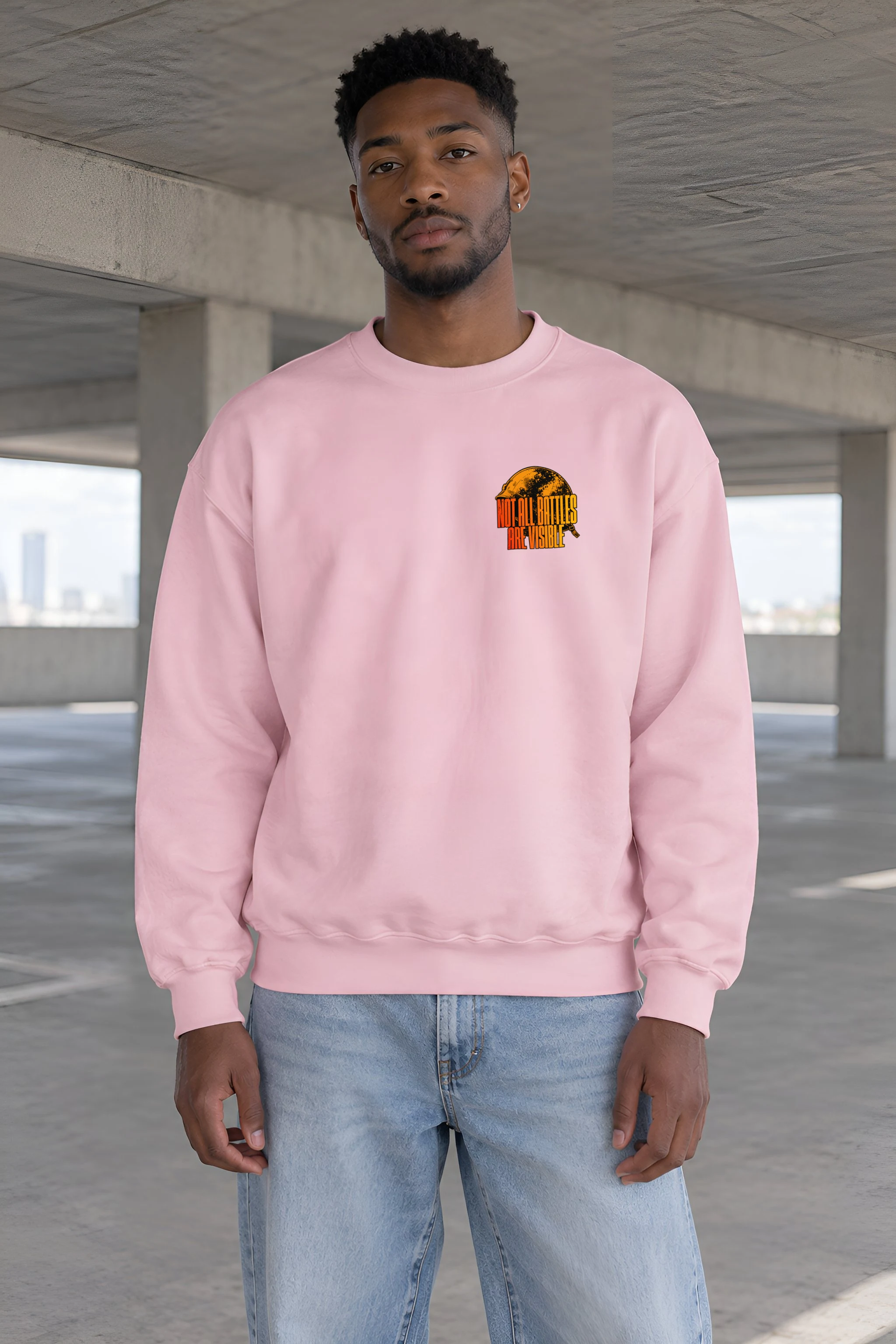 "Not All Battles Are Visible" Heavy Blend Unisex Crewneck Sweatshirt