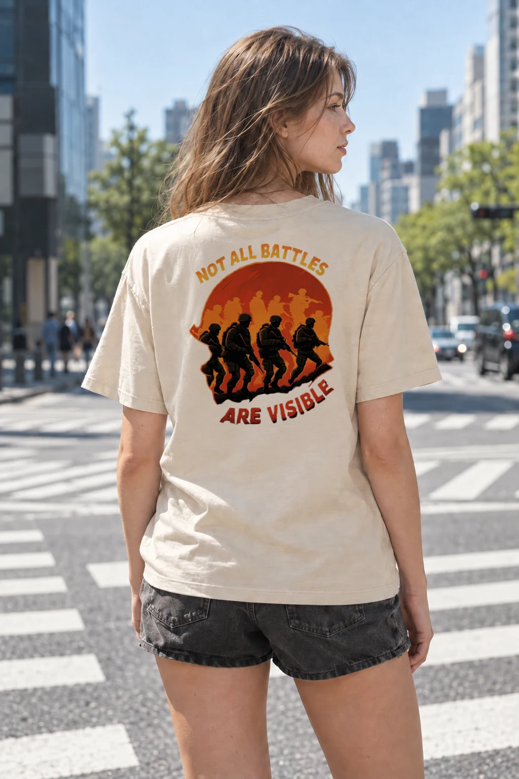 "Not All Battles Are Visible" Heavyweight Unisex Crewneck T-shirt | Gildan 5000