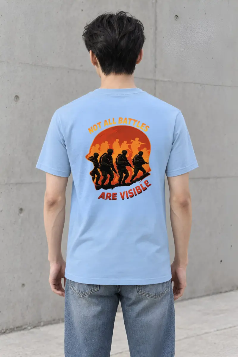 "Not All Battles Are Visible" Heavyweight Unisex Crewneck T-shirt