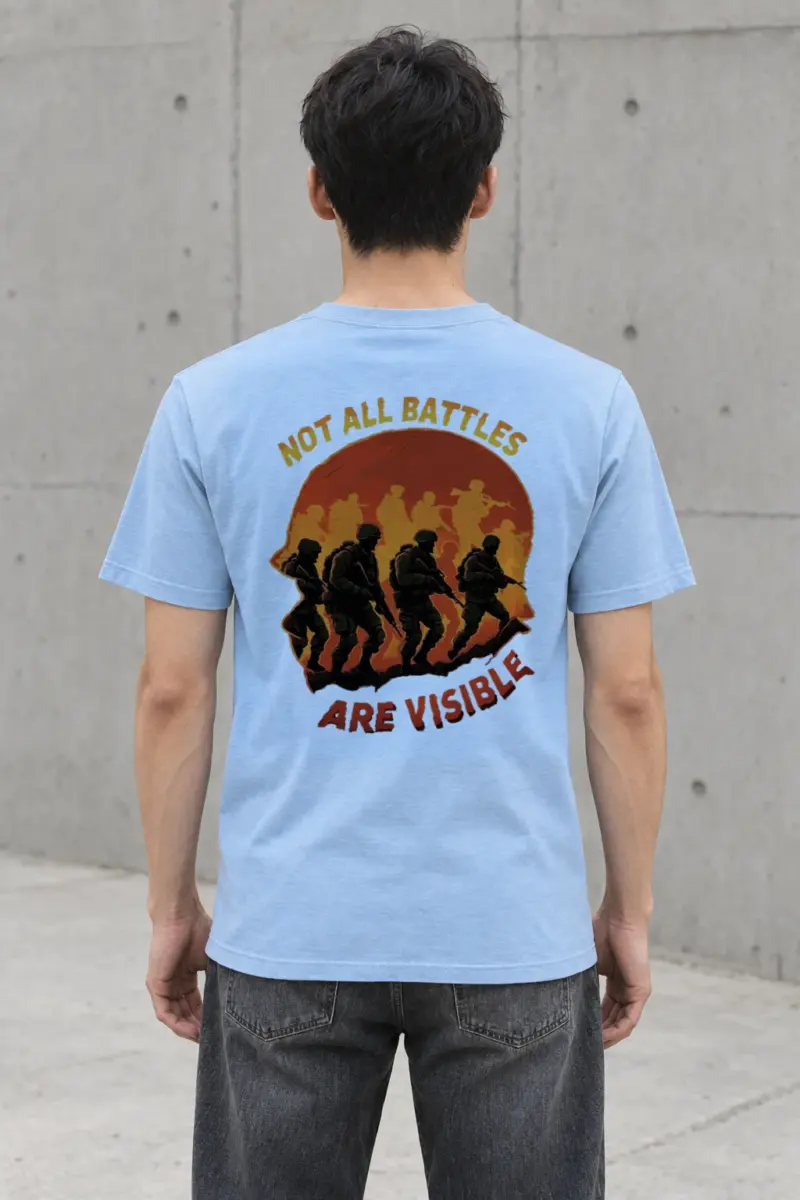 "Not All Battles Are Visible" Heavyweight Unisex Crewneck T-shirt | Gildan 5000