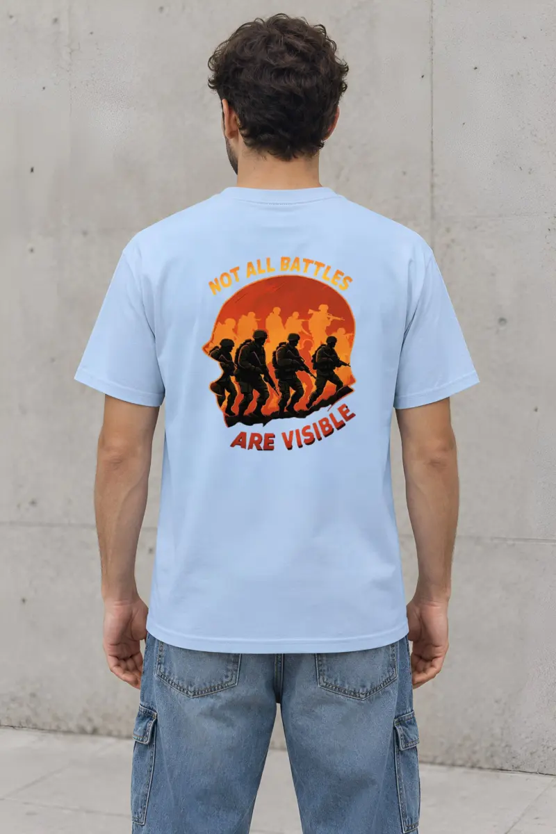 "Not All Battles Are Visible" Heavyweight Unisex Crewneck T-shirt