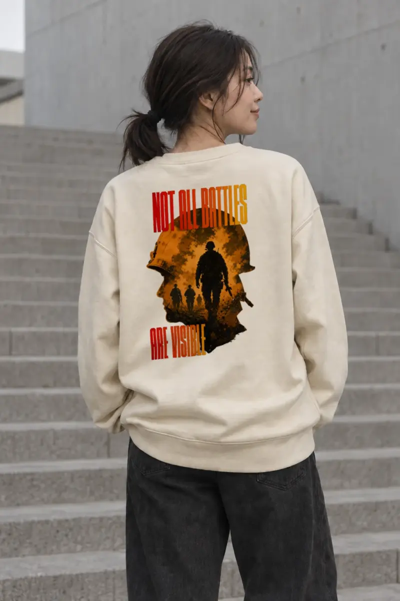 “Not All Battles Are Visible” Unisex Sponge Fleece Crewneck Sweatshirt | Bella + Canvas 3901
