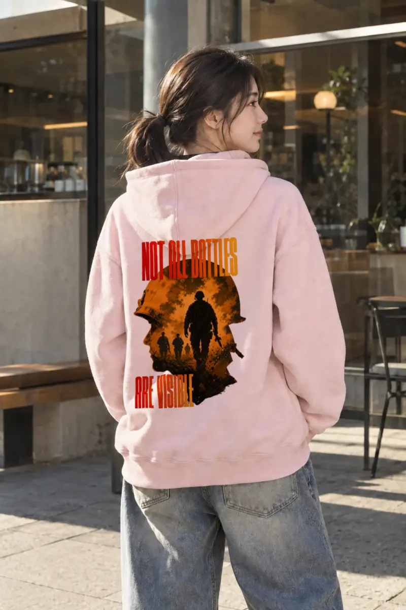 "Not All Battles Visible" Heavy Blend Unisex Pullover Hoodie | Gildan 18500