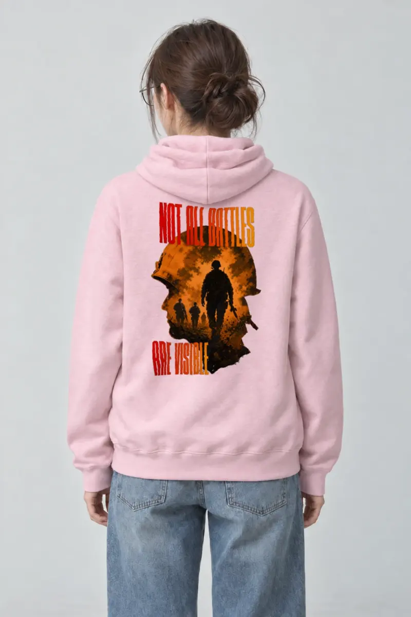 "Not All Battles Visible" Heavy Blend Unisex Pullover Hoodie