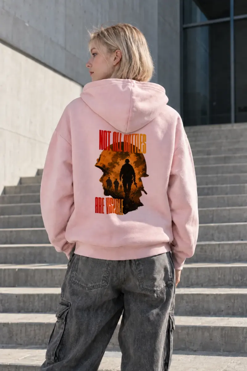 "Not All Battles Visible" Heavy Blend Unisex Pullover Hoodie | Gildan 18500