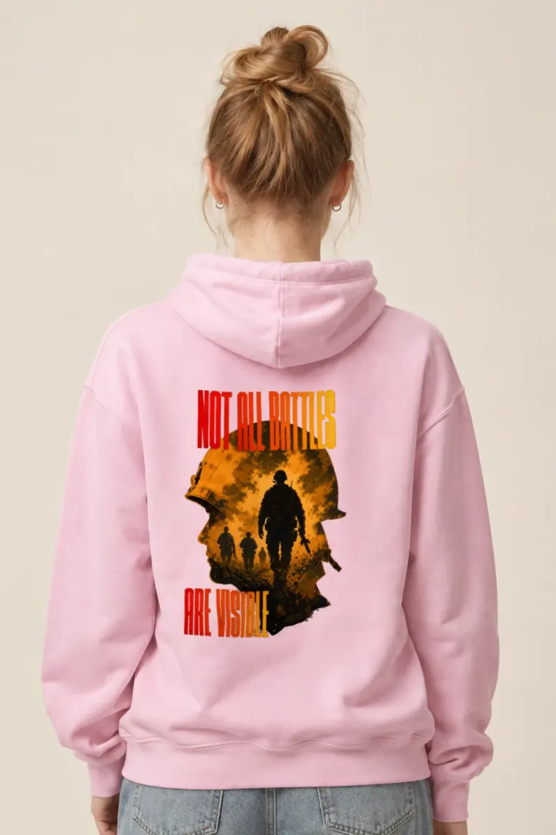 "Not All Battles Visible" Heavy Blend Unisex Pullover Hoodie