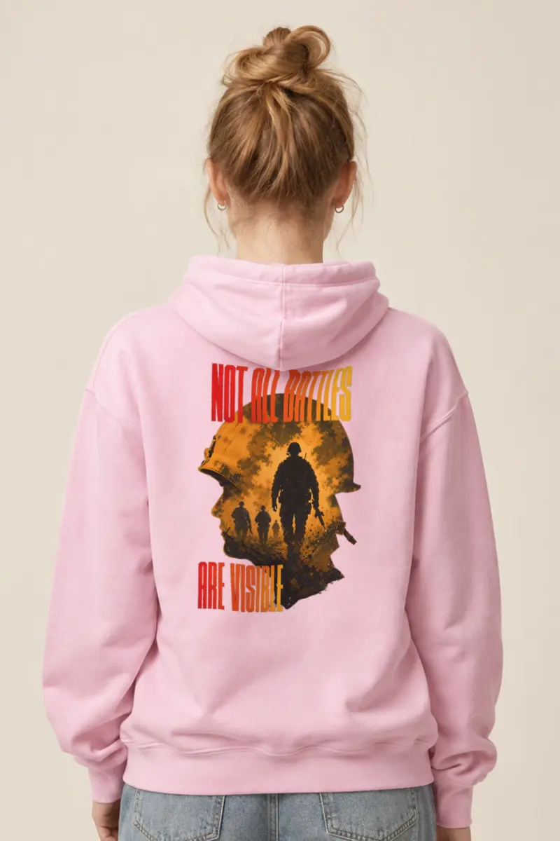 "Not All Battles Visible" Heavy Blend Unisex Pullover Hoodie
