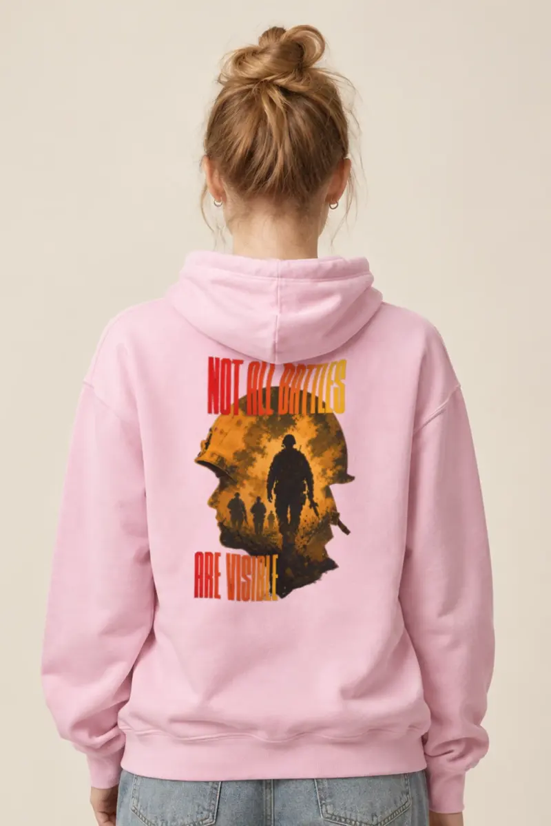 "Not All Battles Visible" Heavy Blend Unisex Pullover Hoodie