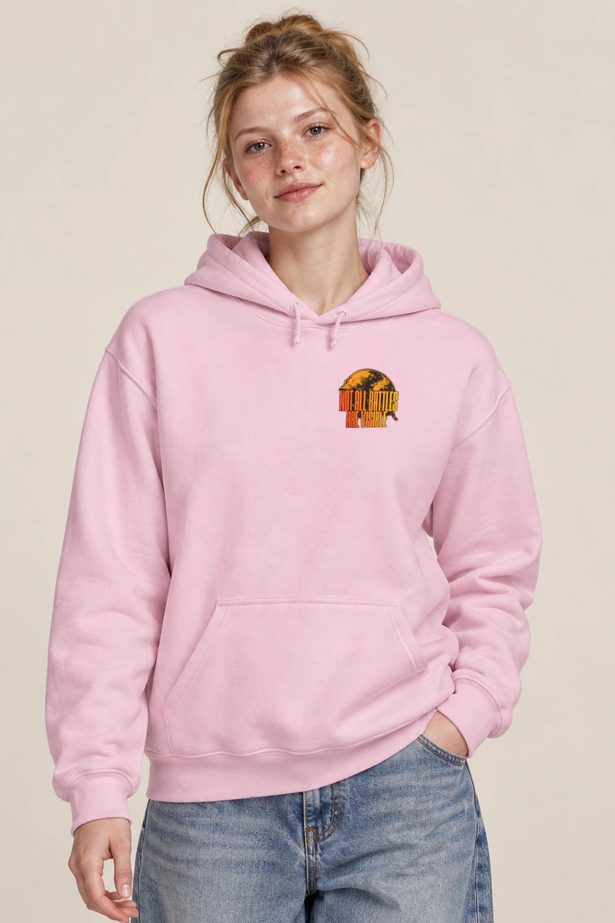 "Not All Battles Visible" Heavy Blend Unisex Pullover Hoodie