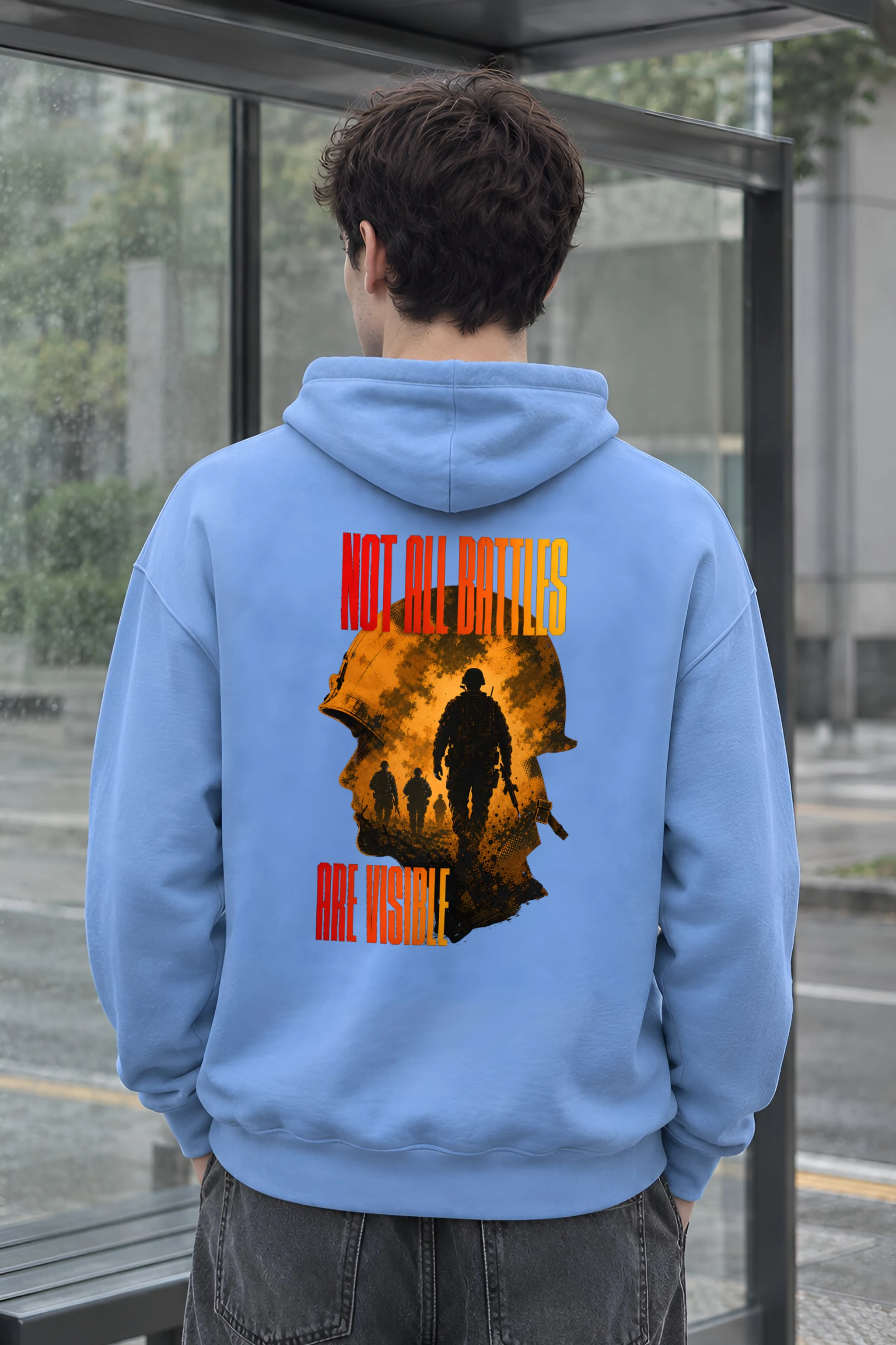 "Not All Battles Visible" Heavy Blend Unisex Pullover Hoodie