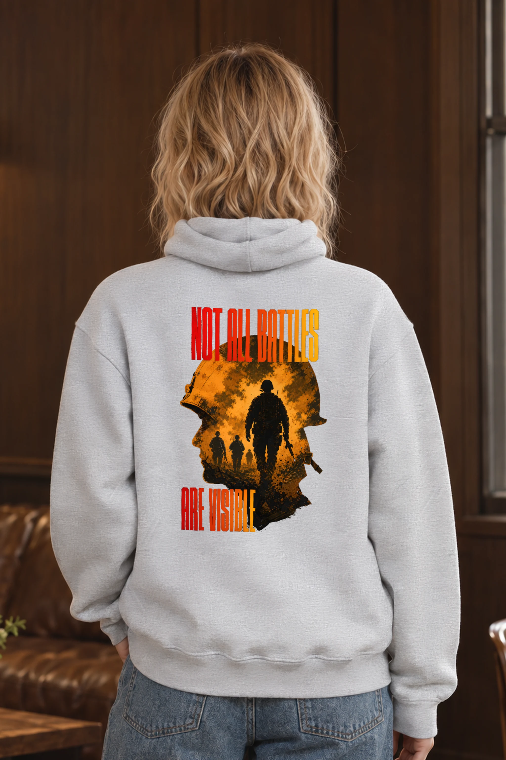 "Not All Battles Visible" Heavy Blend Unisex Pullover Hoodie