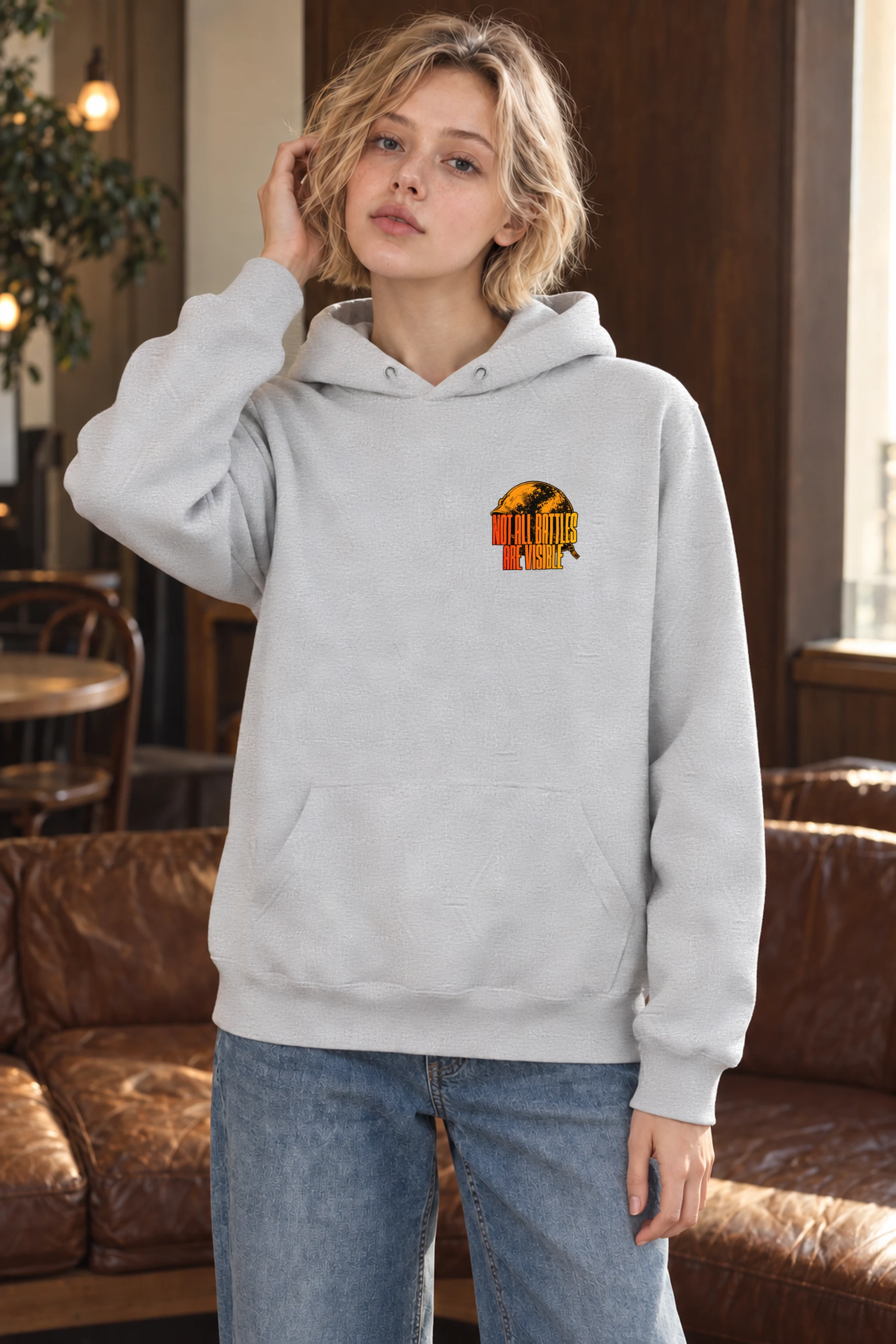 "Not All Battles Visible" Heavy Blend Unisex Pullover Hoodie