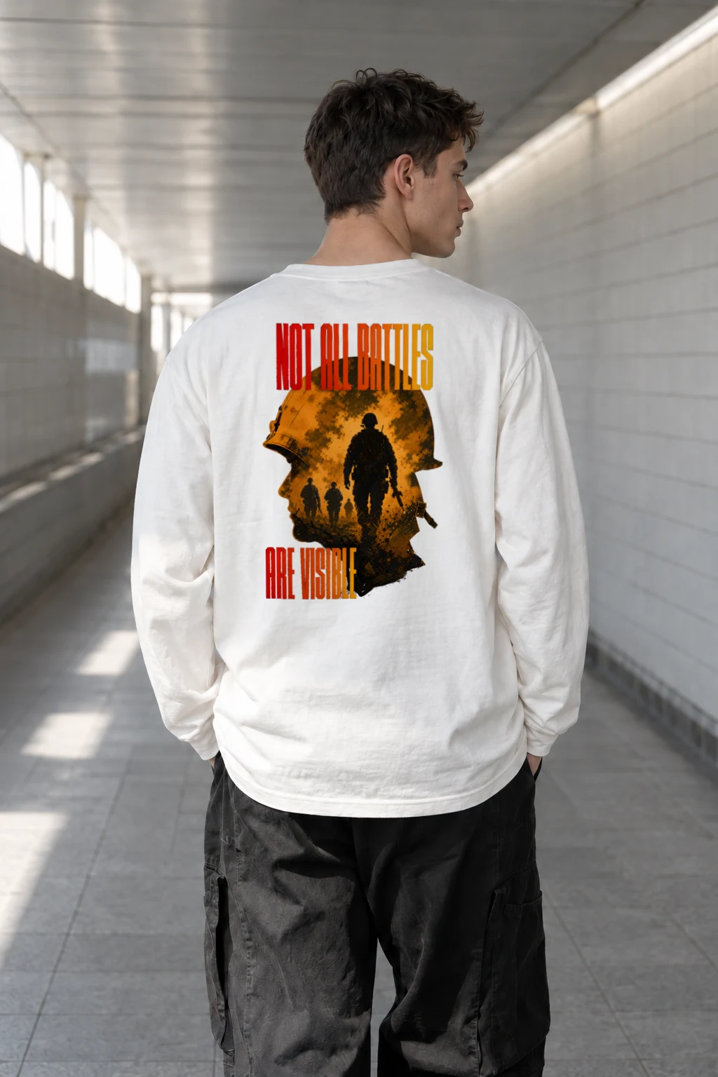 "Not All Battles Visible" Unisex Longsleeve T-shirt | Gildan 2400