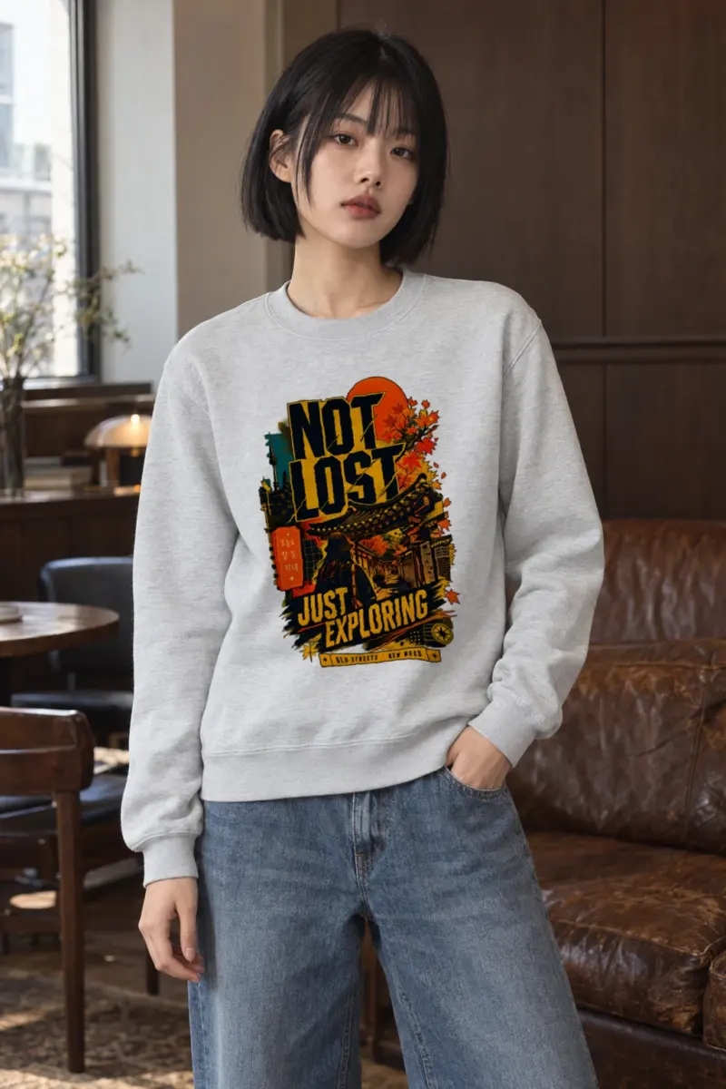 "Not Lost Just Exploring" Heavy Blend Unisex Crewneck Sweatshirt