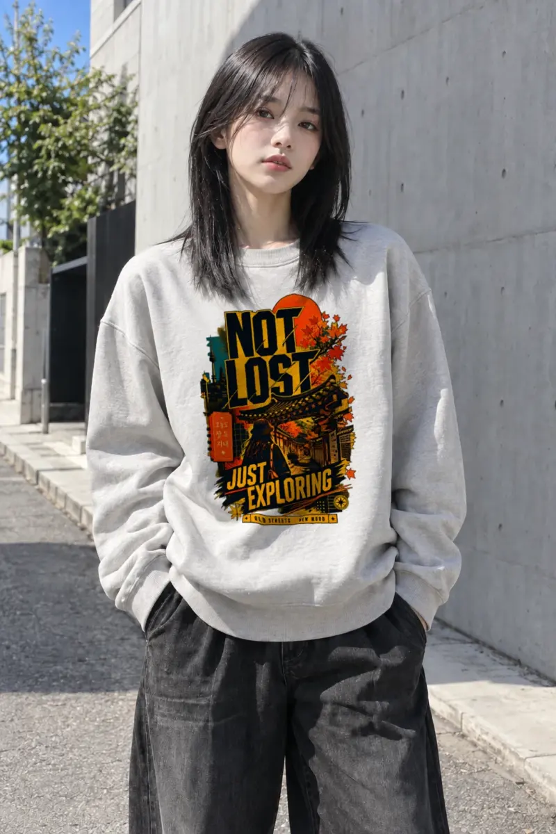 "Not Lost Just Exploring" Heavy Blend Unisex Crewneck Sweatshirt | Gildan 18000