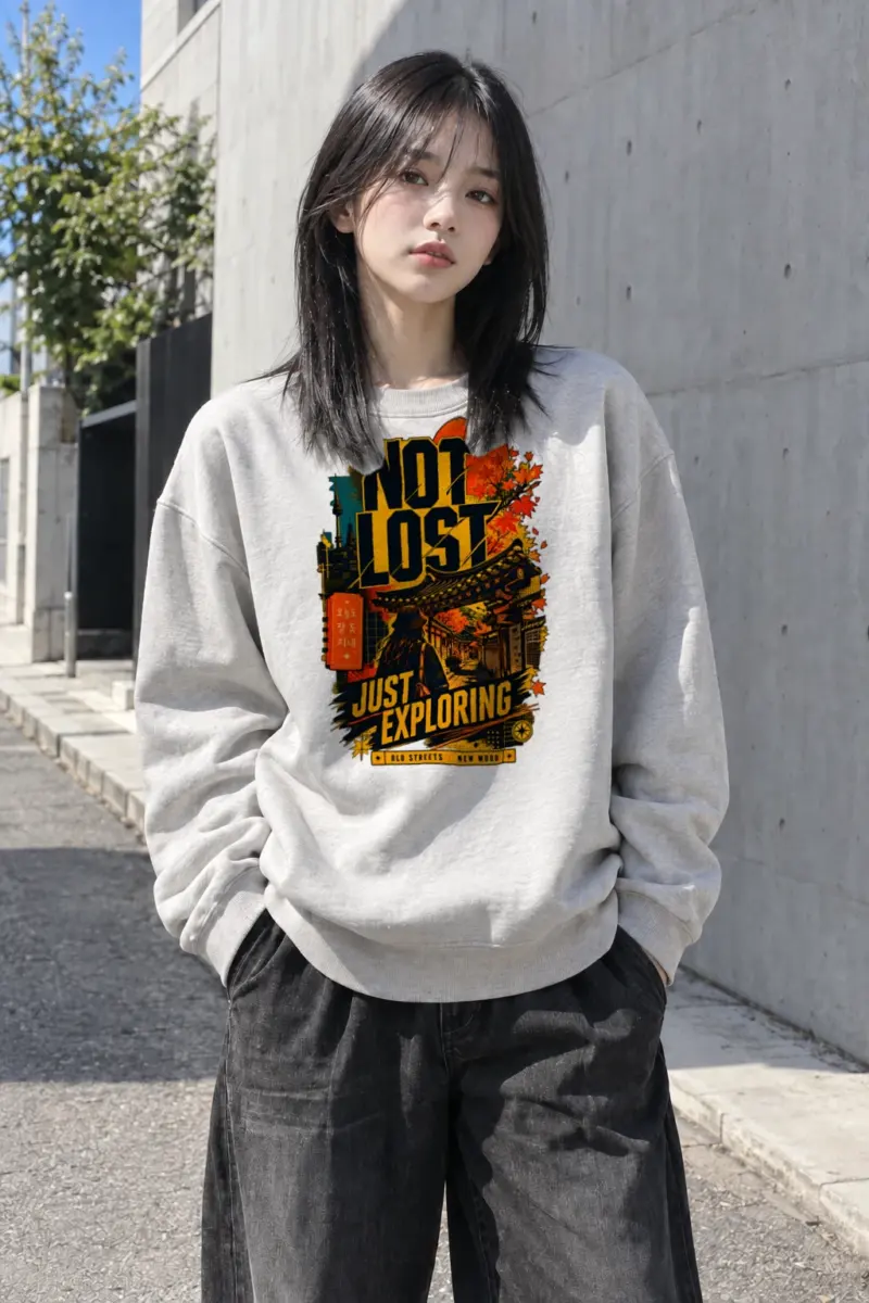 "Not Lost Just Exploring" Heavy Blend Unisex Crewneck Sweatshirt | Gildan 18000