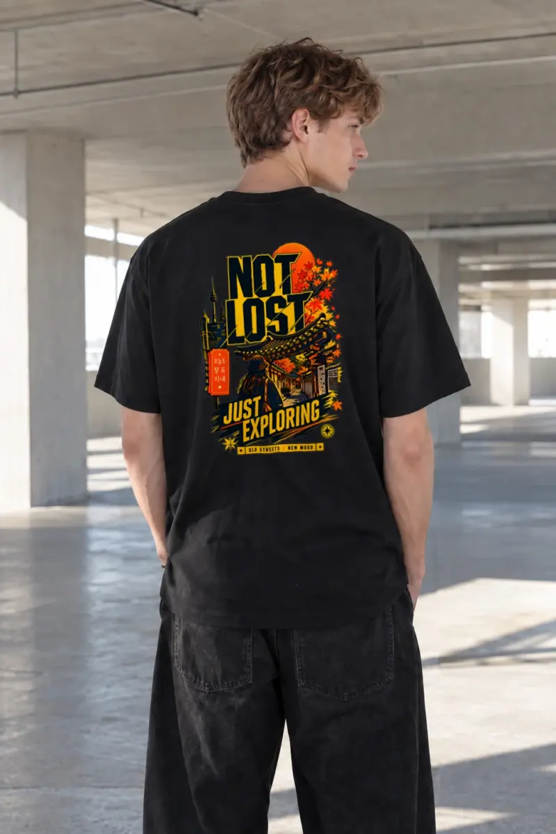 "Not Lost Just Exploring" Heavyweight Unisex Crewneck T-shirt | Gildan 5000